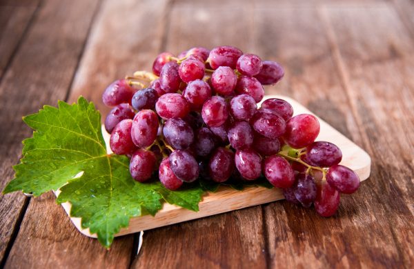 Fresh red grapes on the table