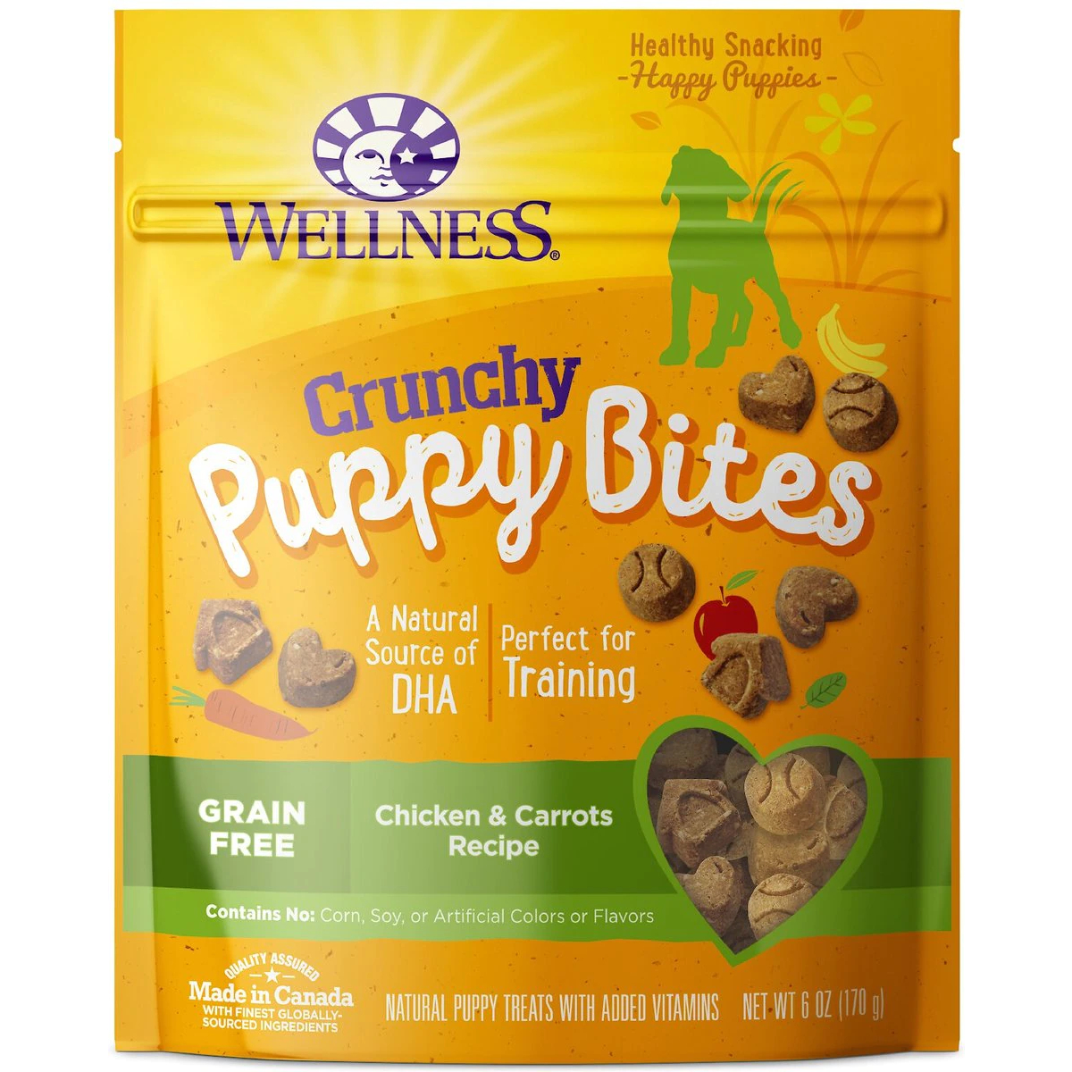 Wellness Crunchy Puppy Bites Chicken & Carrots Recipe Grain New