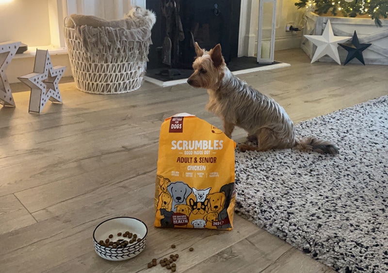 scrumbles adult and senior chicken dog food