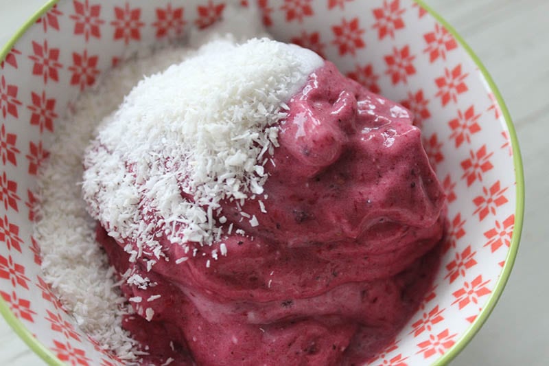 sherbet with shaved toppings